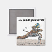 Cat Warrior spielt Beach Volleyball Magnet (Vorderseite/Rückseite)