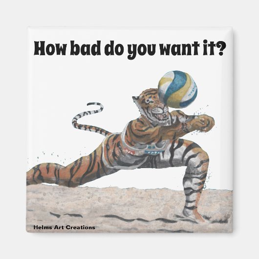 Cat Warrior spielt Beach Volleyball Magnet (Vorne)