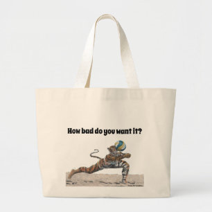 Cat Warrior spielt Beach Volleyball Tote Bag Jumbo Stoffbeutel