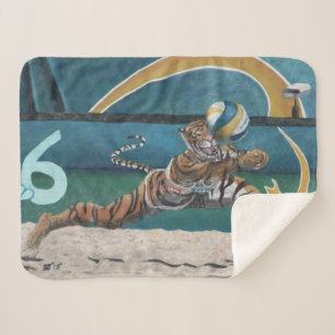 Cat Warrior Volleyball Fantasy Art Sherpa Blanket Sherpadecke