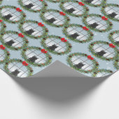 Cat Watching Birds Weihnachtskranz Geschenkpapier (Ecke)