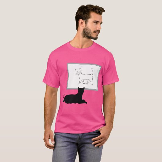 Cat Watching Chat Art T-Shirt (Vorne ganz)