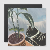 Cat Watching House Pflanze Card Magnetkarte (Vorne/Hinten)