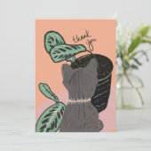 Cat Watching Pflanze Danke Postcard (Stehend Vorderseite)