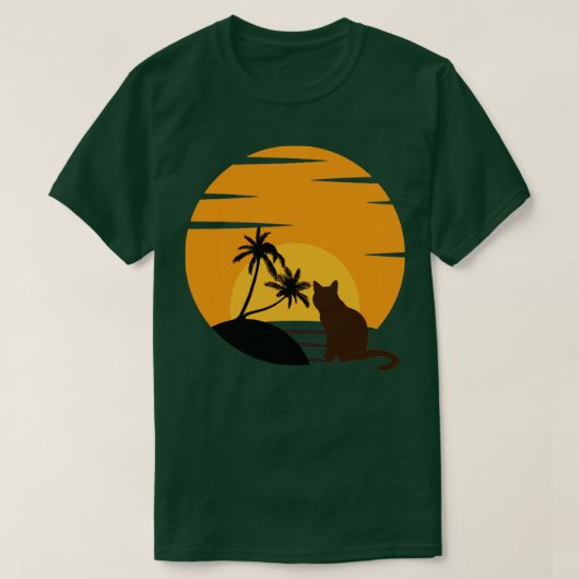 Cat Watching Sunset1 T-Shirt (Design vorne)
