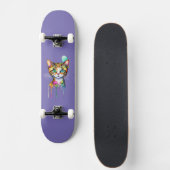 Cat Watercolor farbig Skateboard (Vorne)