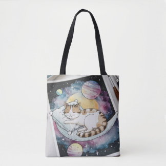 Cat Watercolor Shopping Errand Tote Bag Tasche
