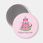 Cat Watermelon Niedlich Kid's Magnet (Vorderseite/Rückseite)