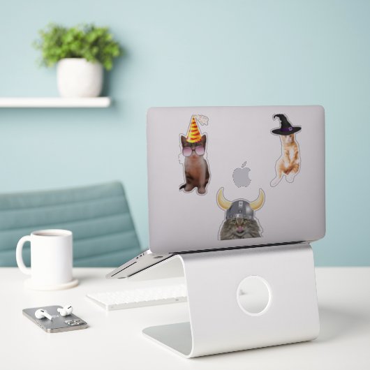 Cat Wear Hat Aufkleber (Laptop auf Schreibtisch)