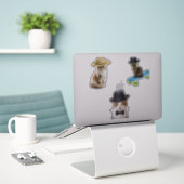 Cat Wear Hat Aufkleber (Laptop auf Schreibtisch)