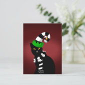 Cat wearing a Funny hat and Scarf Postkarte (Stehend Vorderseite)