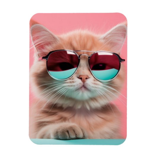 Cat Wearing Aviator Sonnenbrille Magnet (Vertikal)