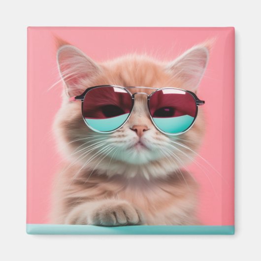 Cat Wearing Aviator Sonnenbrille Magnet (Vorne)