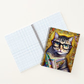 Cat Wearing Brillen Holding a Book Artwork Notizblock (Innenseite)