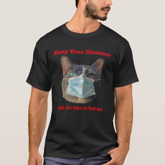 Cat Wearing Face Mask Social Distancing T-Shirt (Vorderseite)