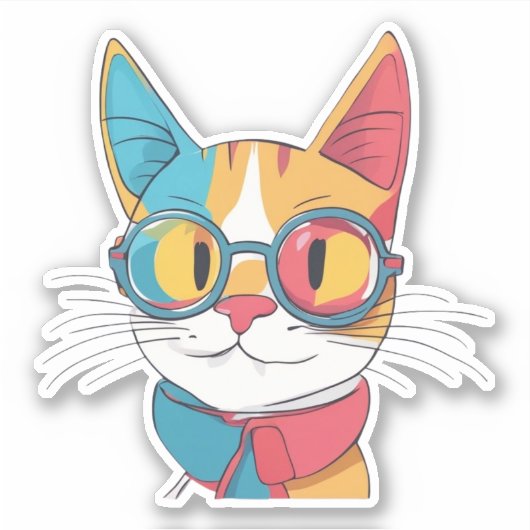 Cat Wearing Glasses Clipart-78198 Aufkleber (Vorderseite)