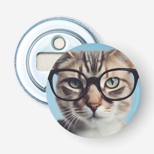 Cat Wearing Glasses Flaschenöffner (Vorderseite)