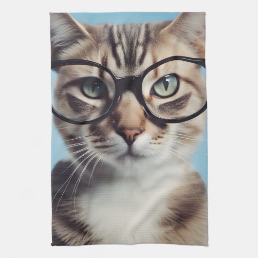 Cat Wearing Glasses Geschirrtuch (Vertikal)