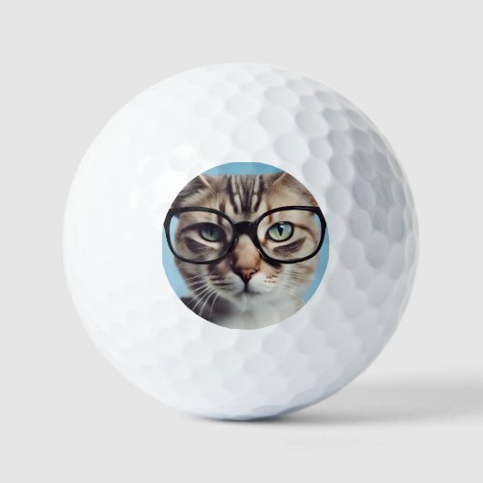 Cat Wearing Glasses Golfball (Vorderseite)