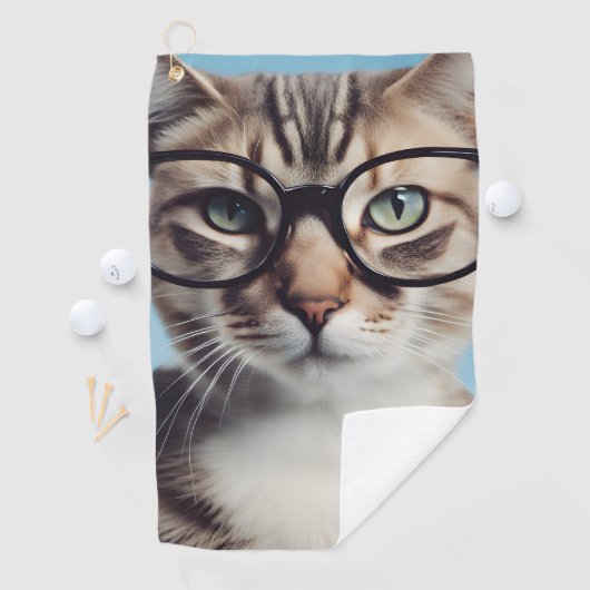Cat Wearing Glasses Golfhandtuch (Insitu)