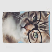 Cat Wearing Glasses Golfhandtuch (Horizontal)