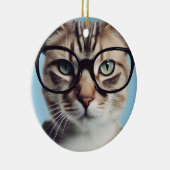 Cat Wearing Glasses Keramik Ornament (Rechts)