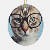 Cat Wearing Glasses Keramik Ornament (Links)