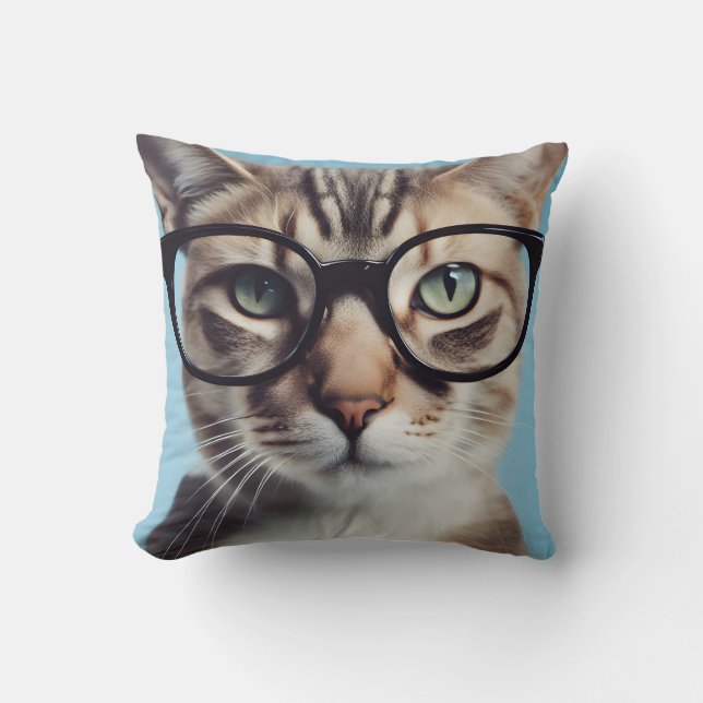 Cat Wearing Glasses Kissen (Vorderseite)