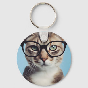Cat Wearing Glasses Schlüsselanhänger