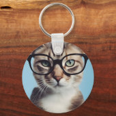 Cat Wearing Glasses Schlüsselanhänger (Vorderseite)