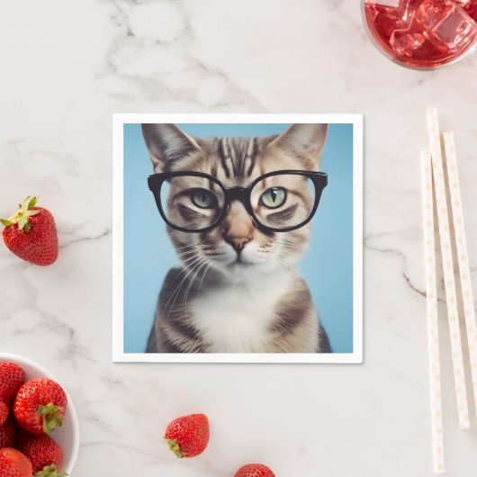 Cat Wearing Glasses Serviette (Beispiel)