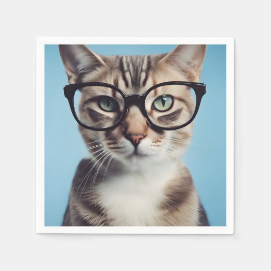 Cat Wearing Glasses Serviette (Vorderseite)