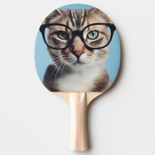 Cat Wearing Glasses Tischtennis Schläger
