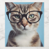 Cat Wearing Glasses Weinetikett (Einzelnes Label)