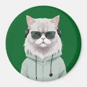 Cat Wearing Hoodie Funny Coole Tierart Art Magnet (Vorne)
