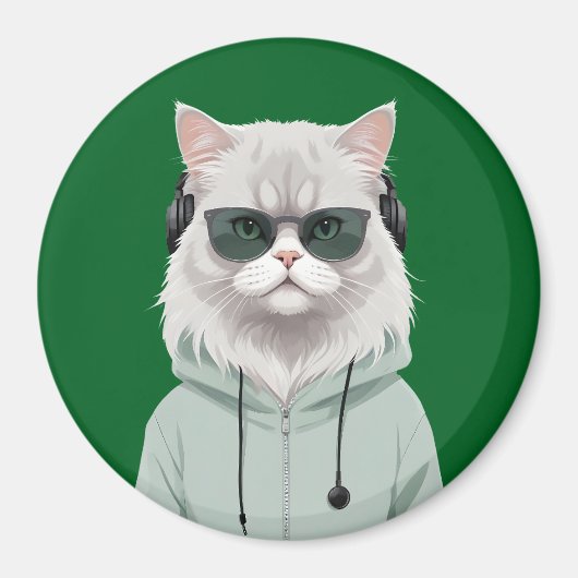 Cat Wearing Hoodie Funny Coole Tierart Art Magnet (Vorne)