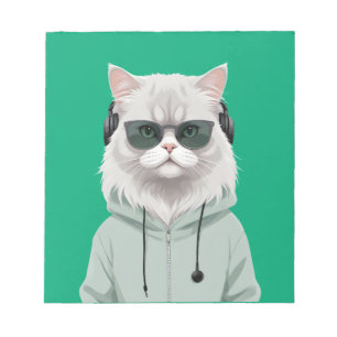 Cat Wearing Hoodie Funny Coole Tierart Art Notizblock