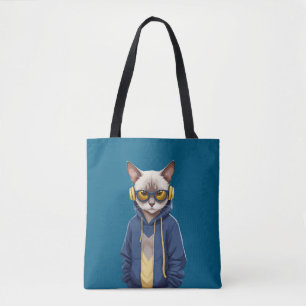Cat Wearing Hoodie Funny Coole Tierart Art Tasche