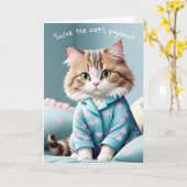 Cat Wearing Pajamas Vielen Dank Karte (Gelbe Blume)