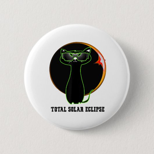 Cat Wearing Solar Eclipse Brille Gesamtsolarekel Button (Vorderseite)