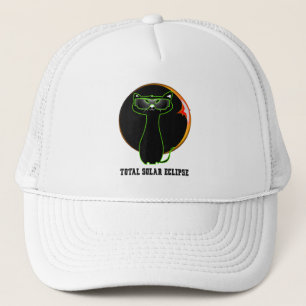 Cat Wearing Solar Eclipse Brille Gesamtsolarekel Truckerkappe
