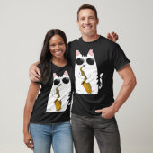 Cat Wearing Sonnenbrille Playing Saxophone Saxopho T-Shirt (Unisex)