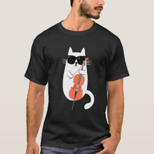 Cat Wearing Sonnenbrille spielen Cello Cellist Mus T-Shirt