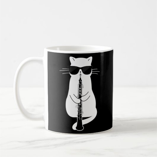 Cat Wearing Sonnenbrille spielen Oboe Kaffeetasse (Links)