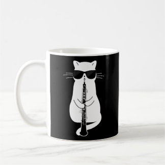 Cat Wearing Sonnenbrille spielen Oboe Kaffeetasse