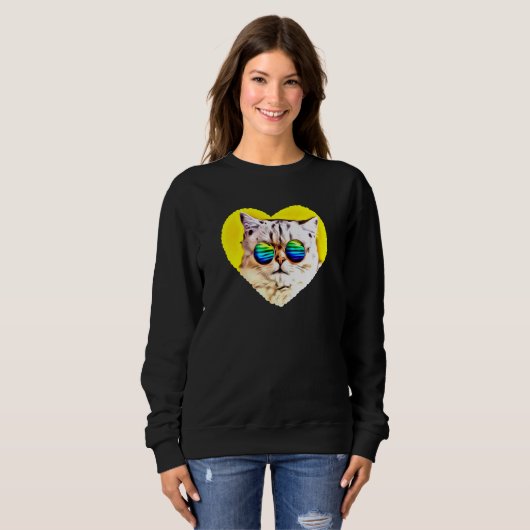 Cat Wearing-Sonnenbrille Sweatshirt (Vorne ganz)