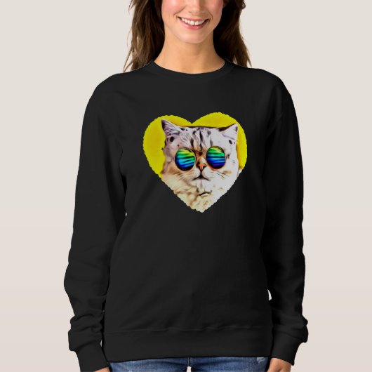 Cat Wearing-Sonnenbrille Sweatshirt (Vorderseite)
