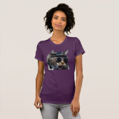 Cat Wearing Sonnenbrille und Hat Womens T - Shirt (Vorne ganz)
