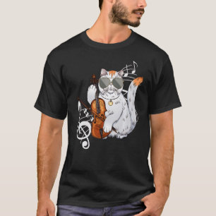Cat Wearing Sonnenbrille Violine Viola Musici spie T-Shirt