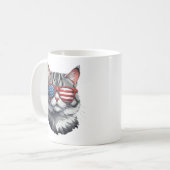Cat Wearing Sonnenbrillen American Flag 4. Juli C Kaffeetasse (Vorderseite Links)